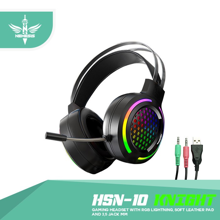 HEADSET GAMING NYK HSN-10 KNIGHT BLACK