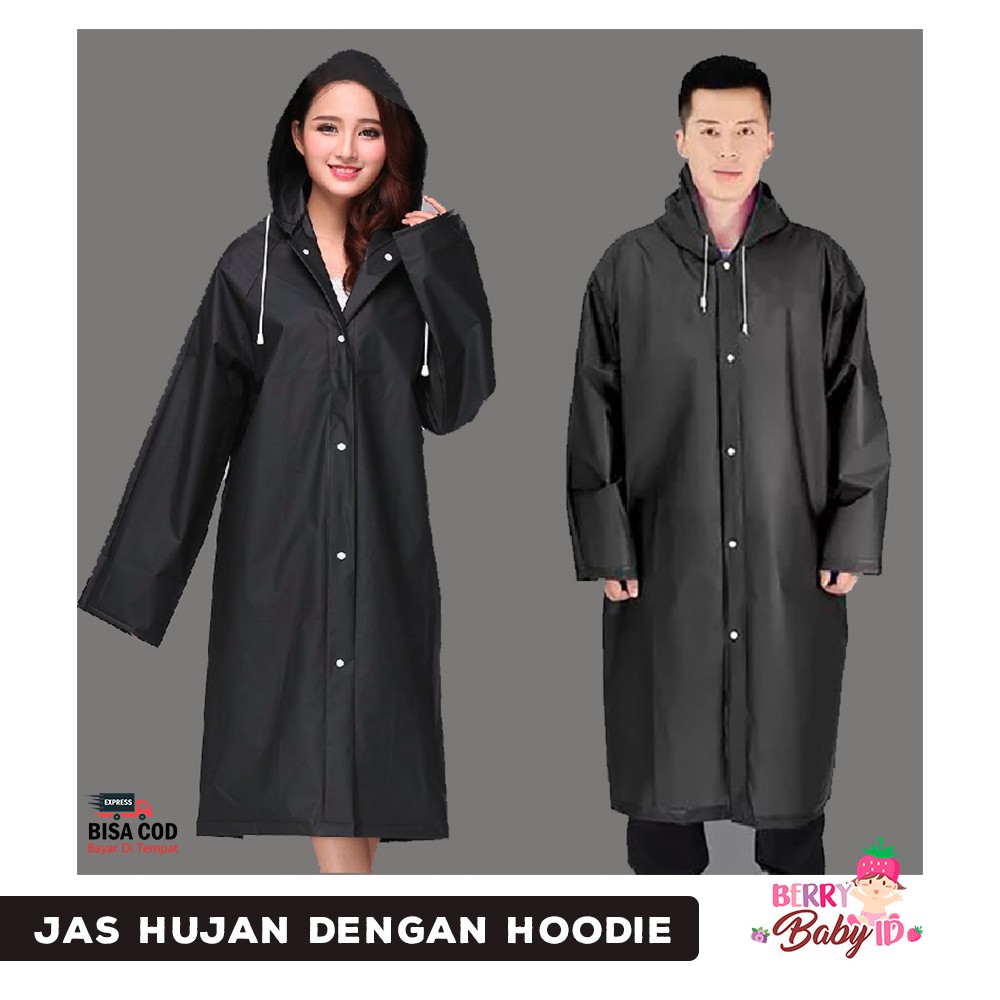 Berry Mart Jas Hujan Remaja Dewasa Raincoat dengan Hoodie Ponco Poncho JKN049 Berry Mart