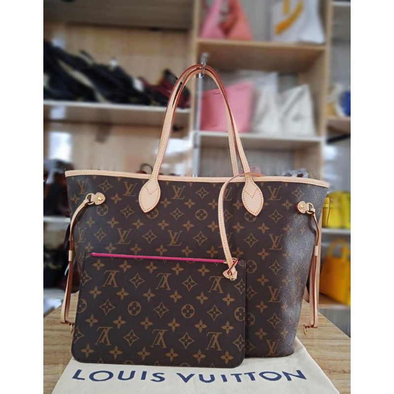 LV Neverfull MM Mono Red cherry inside