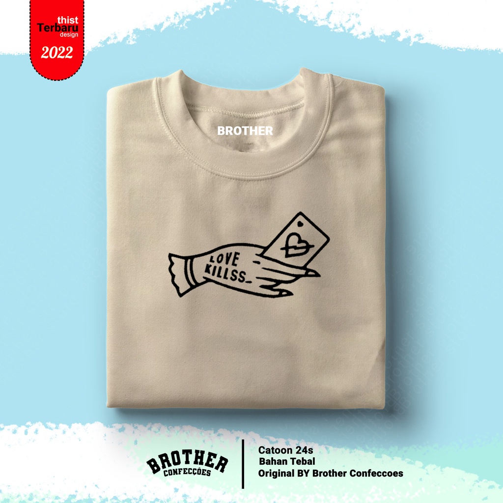 BROTHERSTORE / Kaos Distro Articlel LOVE KL BIRU KAOS TEXT PUTIH print  pria HITAM Premium