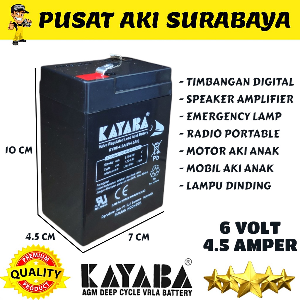 BATERAI MOTOR VESPA ANAK CHARGER AKI 6 VOLT 4 AMPER 6V 4Ah MICKEY SCOOPY MOBIL MOBILAN PMB PLIKO RC ADAPTOR LAMBORGINI LEGENDER VENTURER AUTO WHEELER PASIFIC EXOTIC