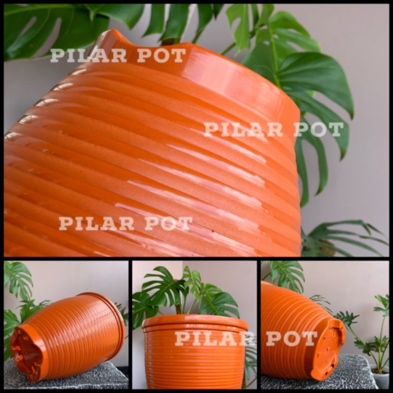 Pot Bunga Tanaman Plastik Nkt Lebah Tinggi 21 Merah Bata - NKT CYCAS GUCI 21 MERAH BATA