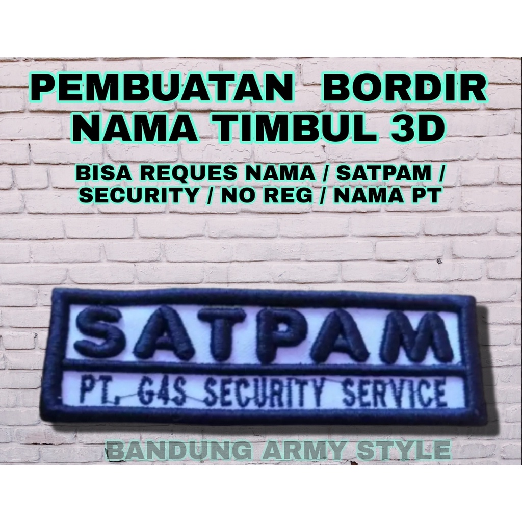 BORDIR NAMA TIMBUL BORDIR SATPAM TIMBUL PAPAN NAMA TIMBUL BORDIR TIMBUL 3D NAMA SATPAM TIMBUL NAMA SECURITY TIMBUL