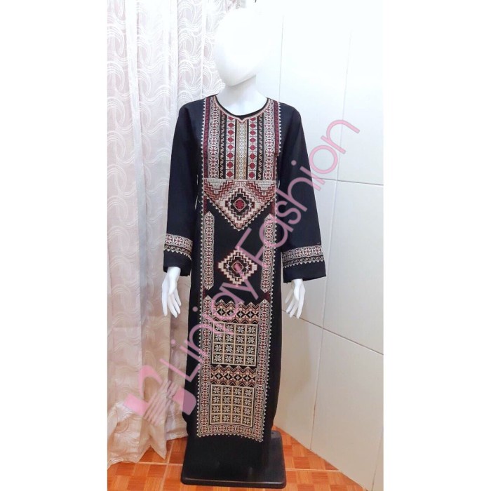 TERBARU     GAMIS HITAM BORDIR / GAMIS ARAB / ABAYA HITAM BORDIR / BORDIR TASIK