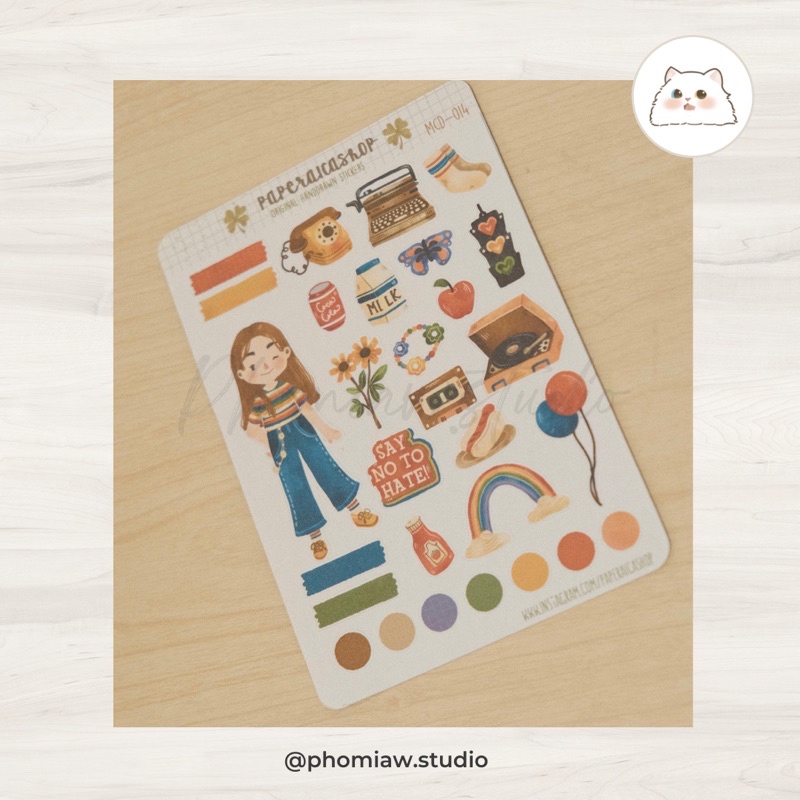 

Cute Retro Girl Stickers, Rainbow Stickers, Retro Stickers, 90s Stickers