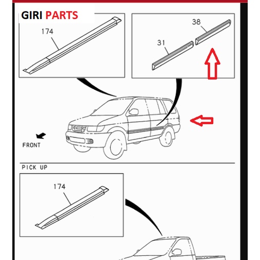 List Karet Body / Body Moulding Panther Grand Touring Original ISUZU