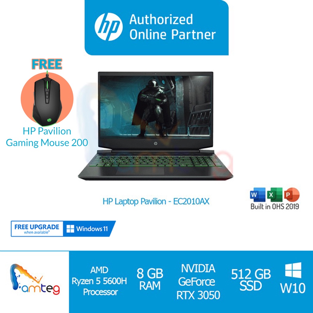 HP Laptop Pavilion Gaming 15-EC2010AX / Ryzen 5 / 8GB / RTX 3050 / 512GB / Geforce RTX 3050