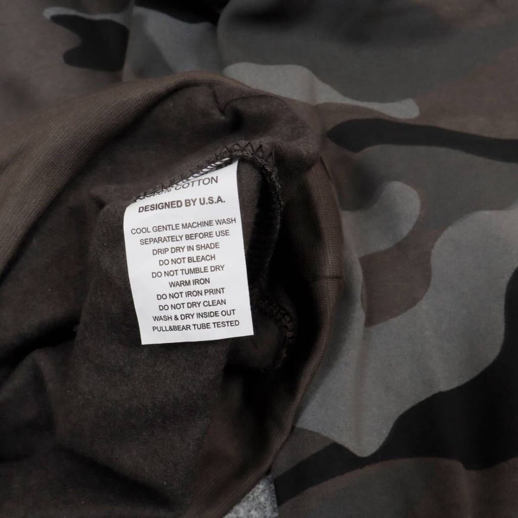 Sweater Hoodie Camo Pull &amp; Bear Full Tag &amp; Label Sweater PULL &amp; BEAR CAMO HIJAU EMBROID EMBROIDERY