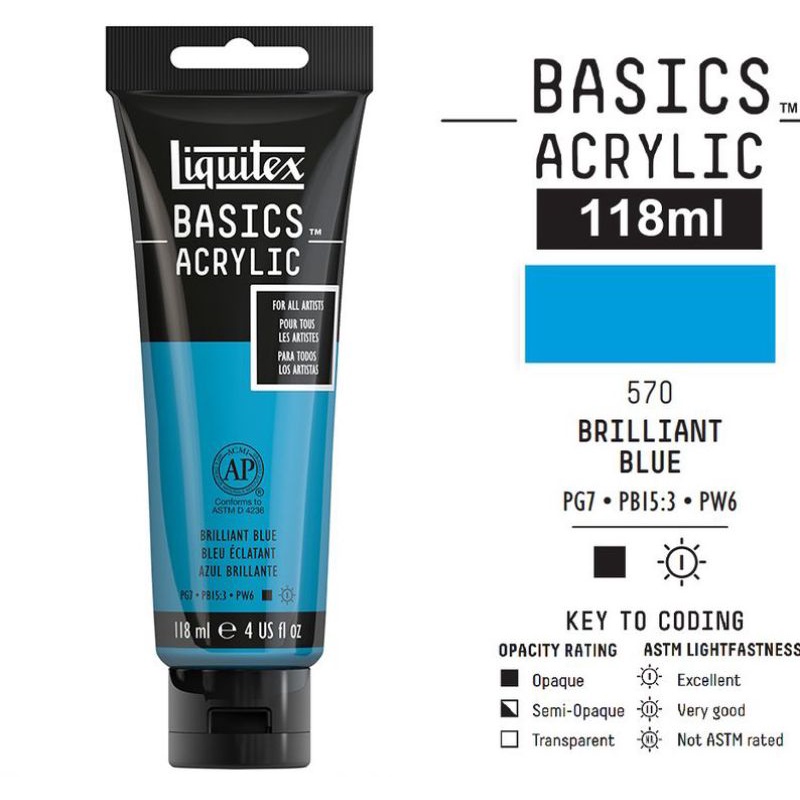 

LIQUITEX BASICS ACRYLIC COLOUR 118 ML BRILLIANT BLUE