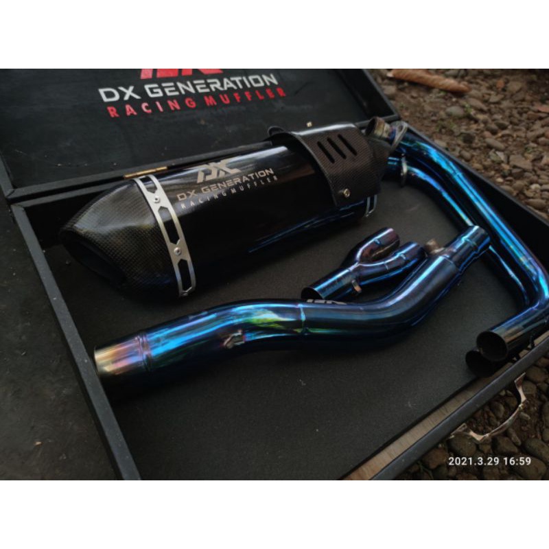 Knalpot ORIGINAL DX A1R Special Edition - Header Blue (FULL SYSTEM) R25, MT25, CBR 250R, CBR 250RR, 