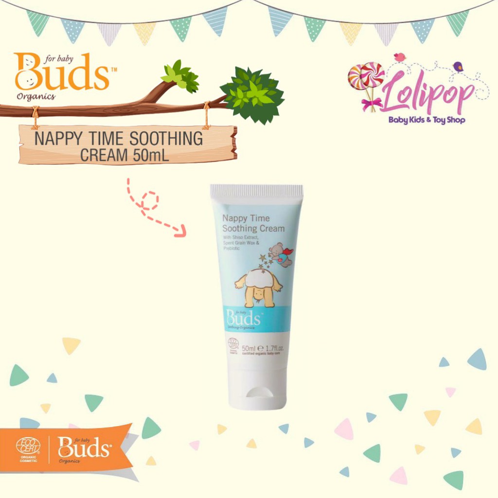 Buds Nappy Time Soothing Cream 50mL (Krim Penghilang Ruam Organik)