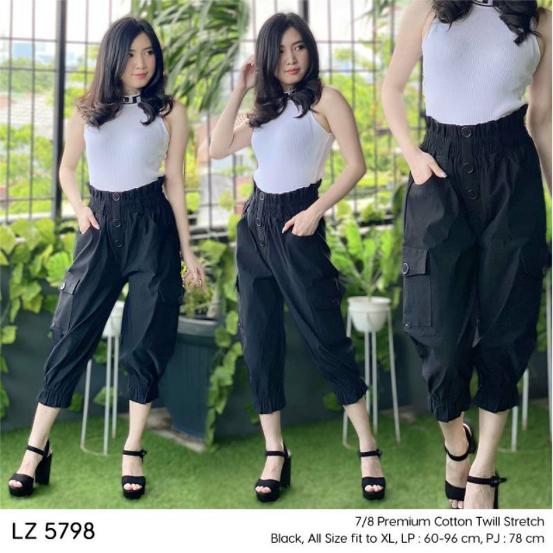 Dz gallery /Celana cargo 7/8 pants wanita / Celana korea stlye premium catton twill stretch