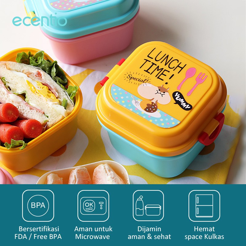 Bpa Free Kotak Makan Bekal & Botol Minum Tempat Makan Set Anak Lunch Box Fruit/Food Storage Ecentio | Shopee Indonesia