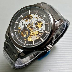 Jual Jam tangan pria otomatis kw super Rolex rantai full hitam murah Diskon