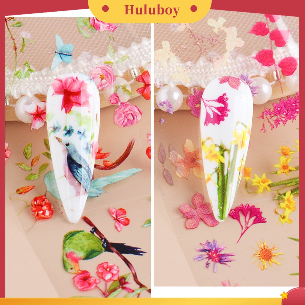 Huluboy Huluboy♡ 10 Pcs / Set Stiker Kuku Foils 3D Efek Daun Maple Warna-Warni Untuk Manicure