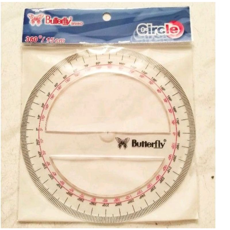 

penggaris butterfly busur derajat 360 derajat 15 cm no 10 ukuran besar