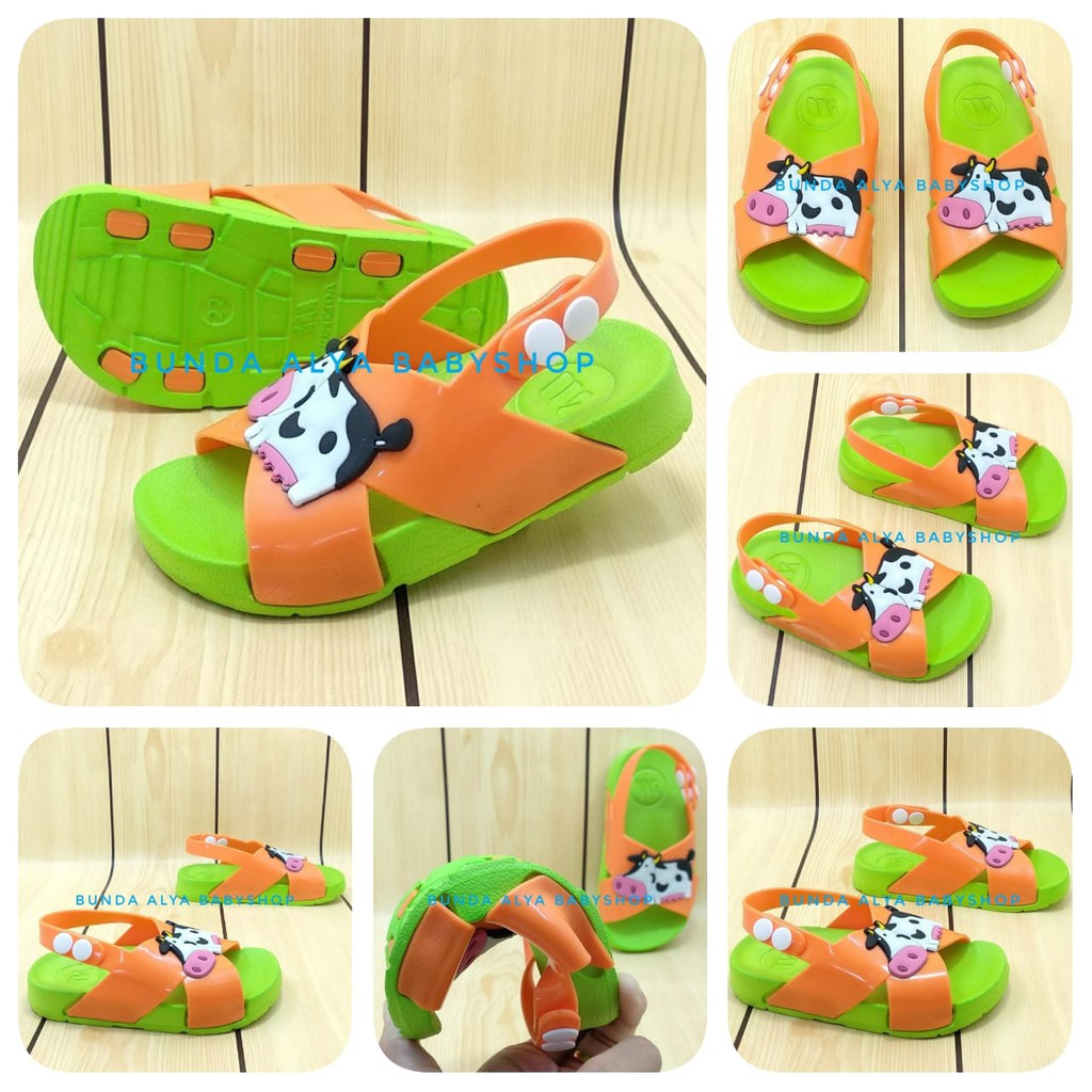 Sandal Anak Laki Laki 6 Bulan 1 2 Tahun HIJAU COW  Karet Lentur - Sendal Anak Karet Anti Licin Tali Silang Size 18 - 23