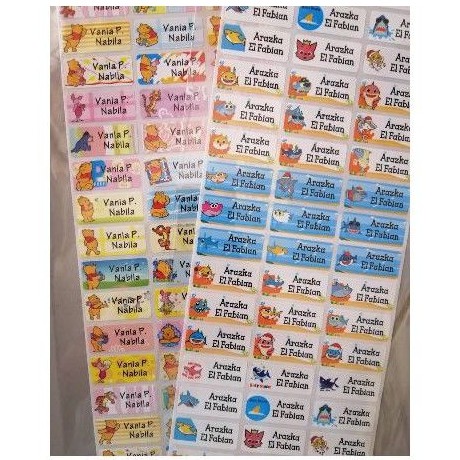 

Stiker Nama Waterproof Buku Tempat Makan Minum