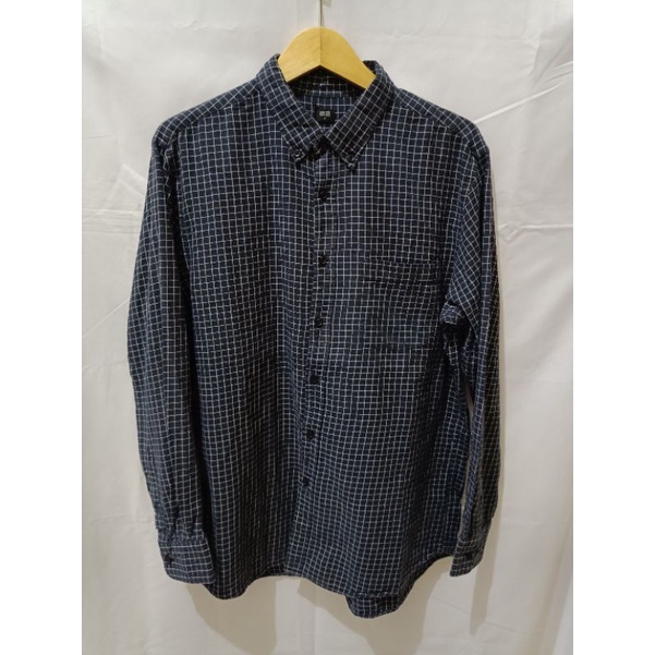KEMEJA FLANEL FLANNEL UNIQLO NAVY KOTAK SIZE XL