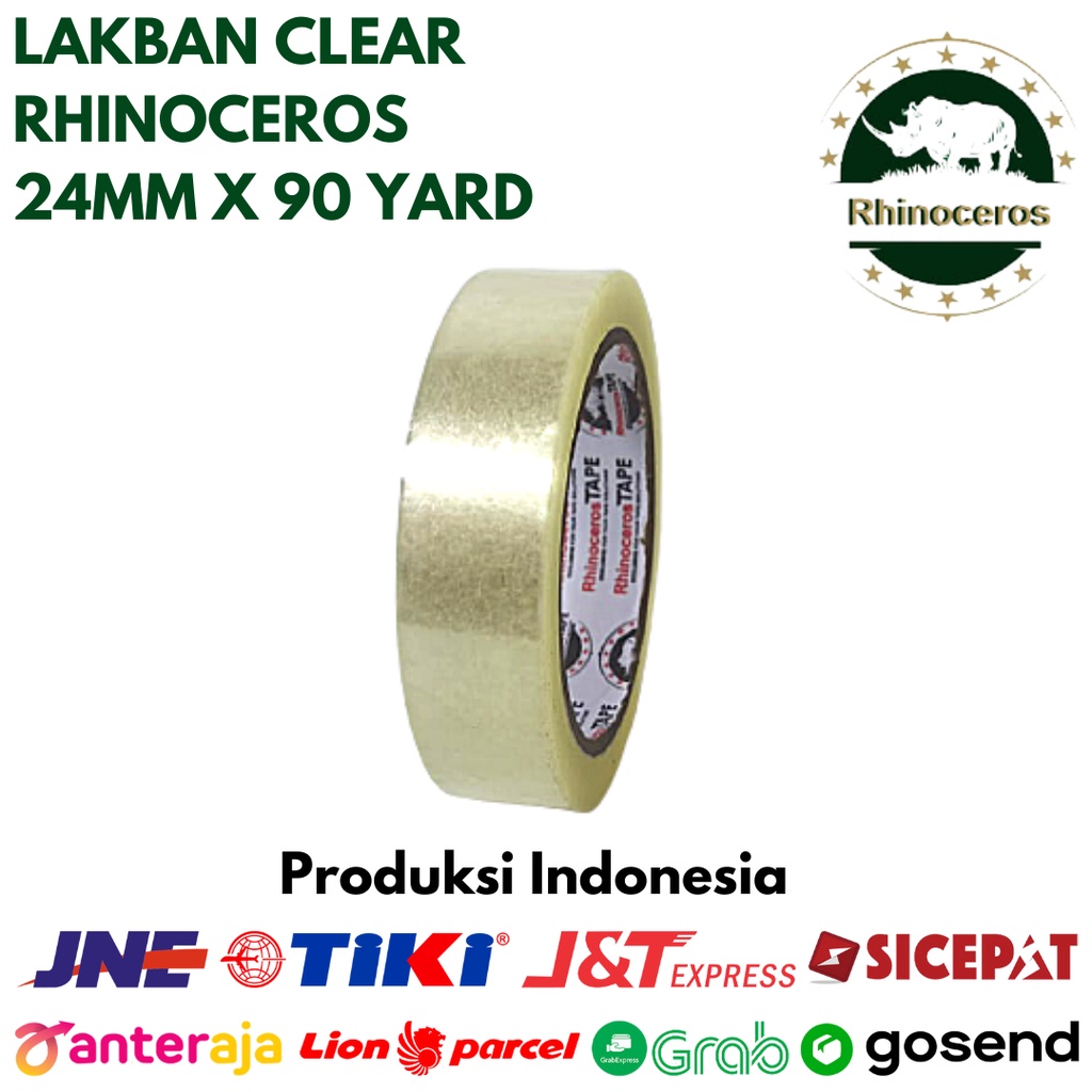 Lakban Bening Putih RHINOCEROS Tape Clear 24MM x 90YARD Lakban 1 inci