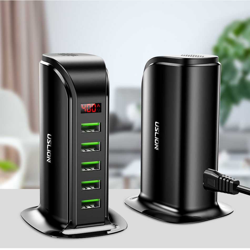 USLION Charger USB Charging Station Dock 5 Port 4A - US04-Hitam