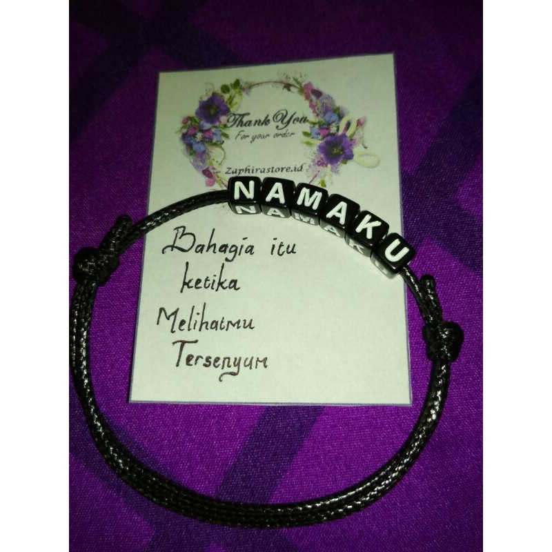 ZaphiraStore COD (BELI 10 GRATIS 1) Gelang Tali Nama/Inisial CUSTOM | GELANG HURUF Dadu