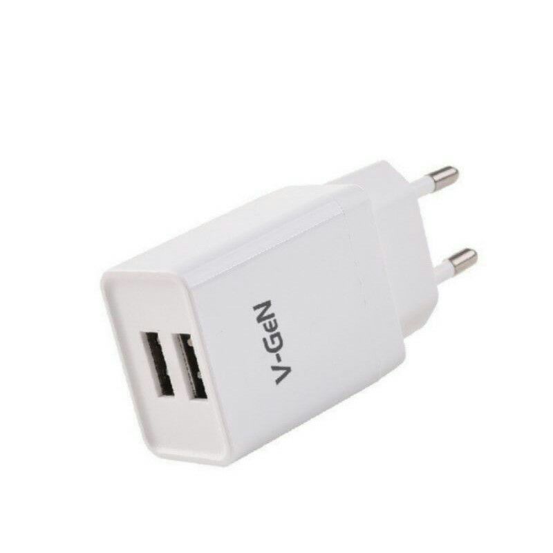 Adaptor Charger V-Gen USB dual port 2.4A Kepala Casan V-gen Original