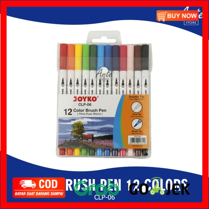 

(BISA COD) Pena Kuas - Joyko Brush Pen CLP-06 12 Warna