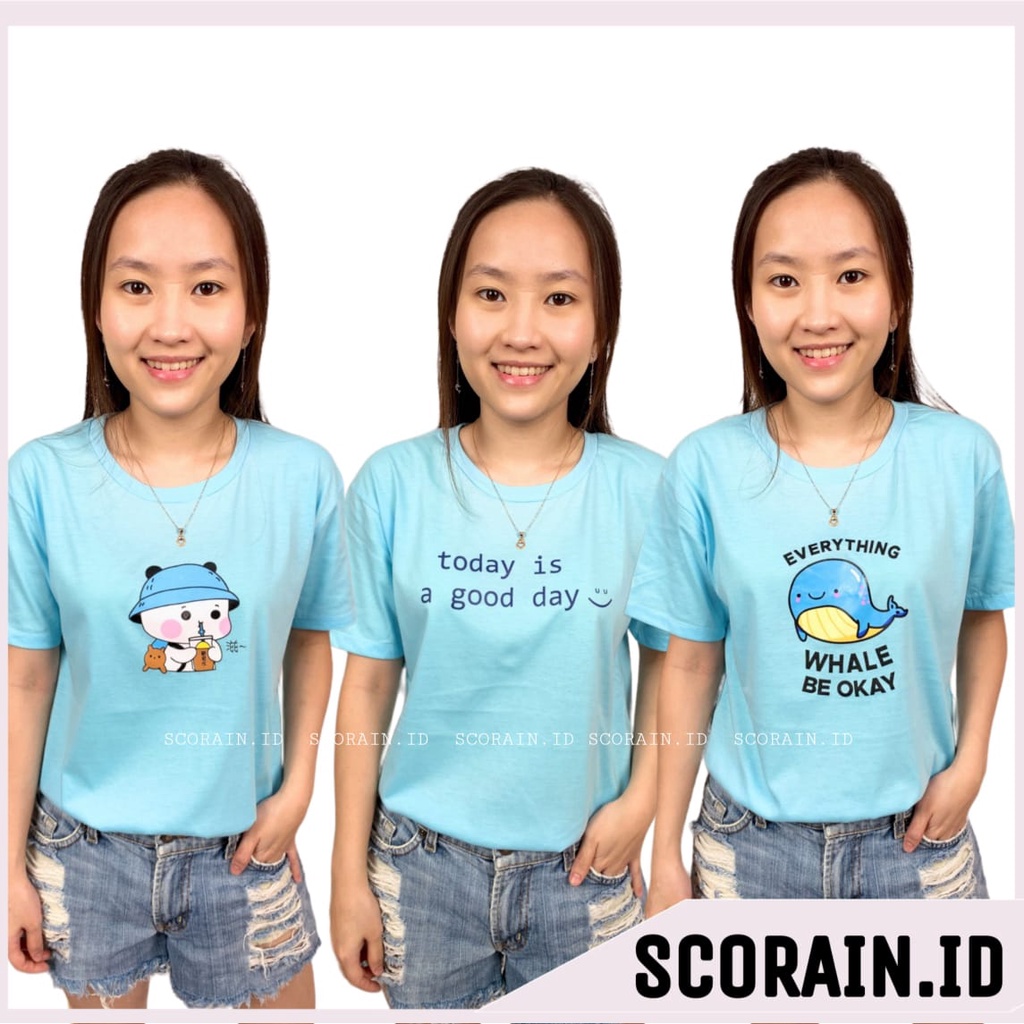 KAOS BIRU MUDA BIRU LANGIT OVERSIZE CEWE COWO COUPLE T-SHIRT GAMBAR KARTUN POLOS KAWAI | KAOS BIGSIZE ALLSIZE LENGAN PENDEK | KAOS WARNA BIRU LANGIT BABY BLUE