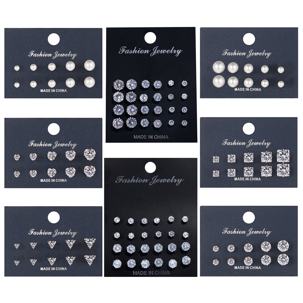 Set Anting Stud Hias Kristal Mutiara Gaya Elegan Untuk Wanita