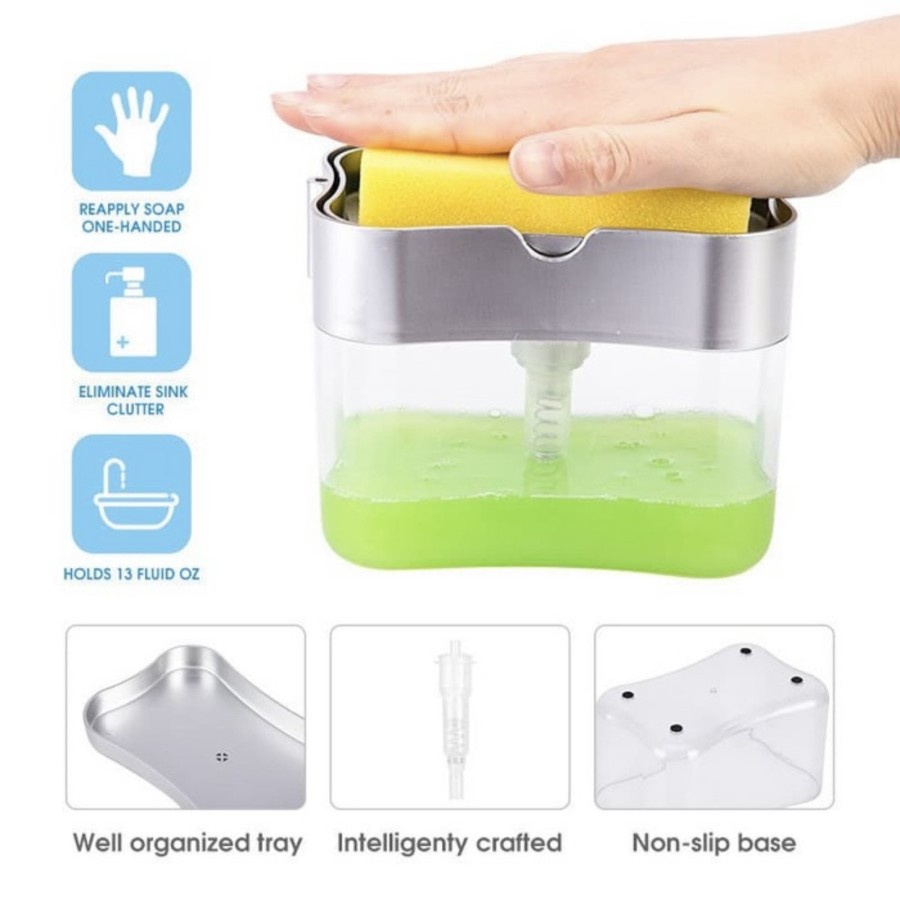 Dispenser Sabun Tempat Sabun Cuci Piring Soap Pump Dispenser + Spons