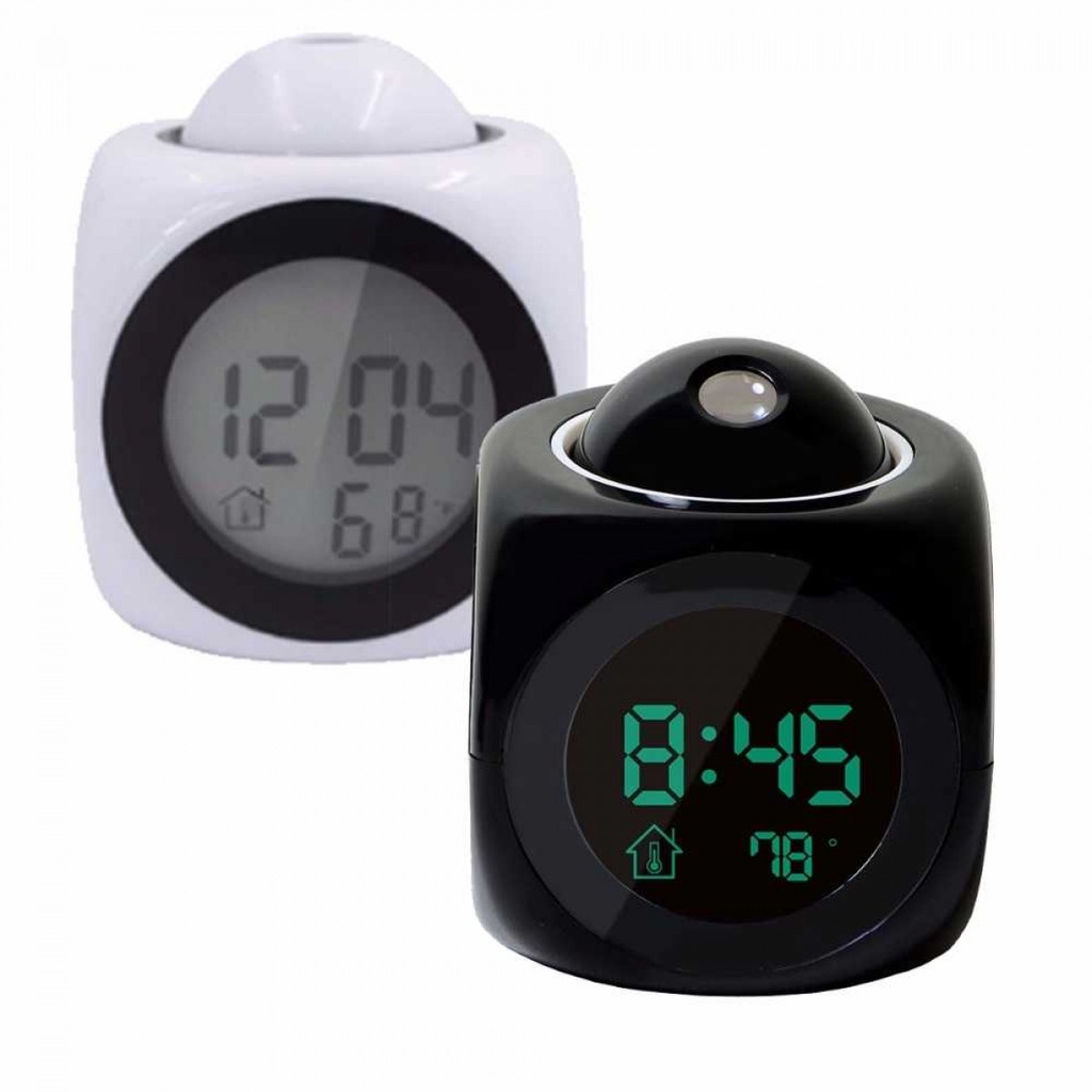 Jam Alarm Projection LCD Digital Clock Voice Hitam