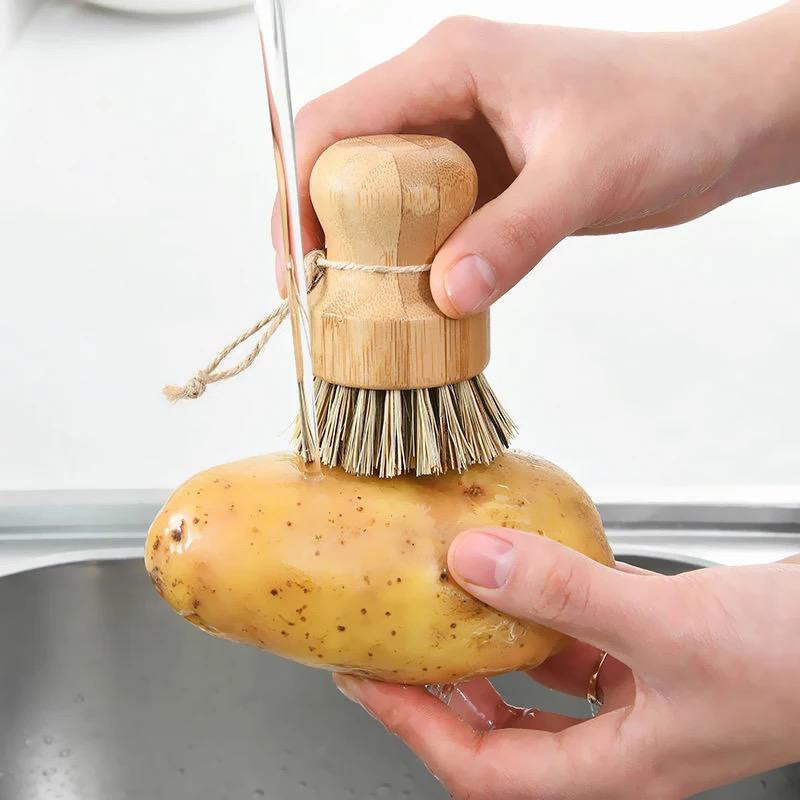 sikat sisal bambu serbaguna / cleaning brush bamboo handle kitchen plate bowl sink stove / sikat pembersih dapur buah sayur peralatan rumah tangga piring panci wajan karpet