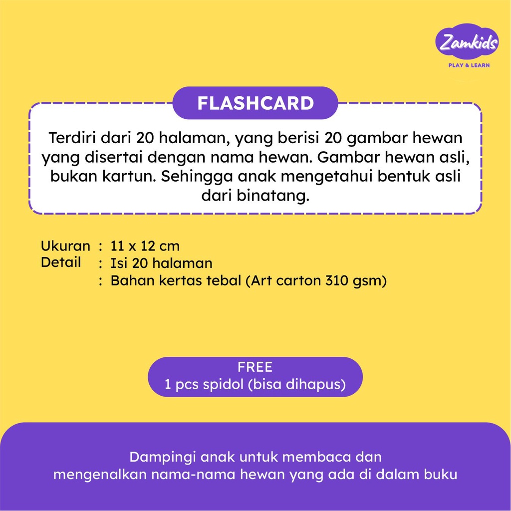 BUKU MAINAN EDUKASI FLASHCARD BELAJAR MENULIS PENGENALAN KATA HEWAN ANAK BAYI BALITA