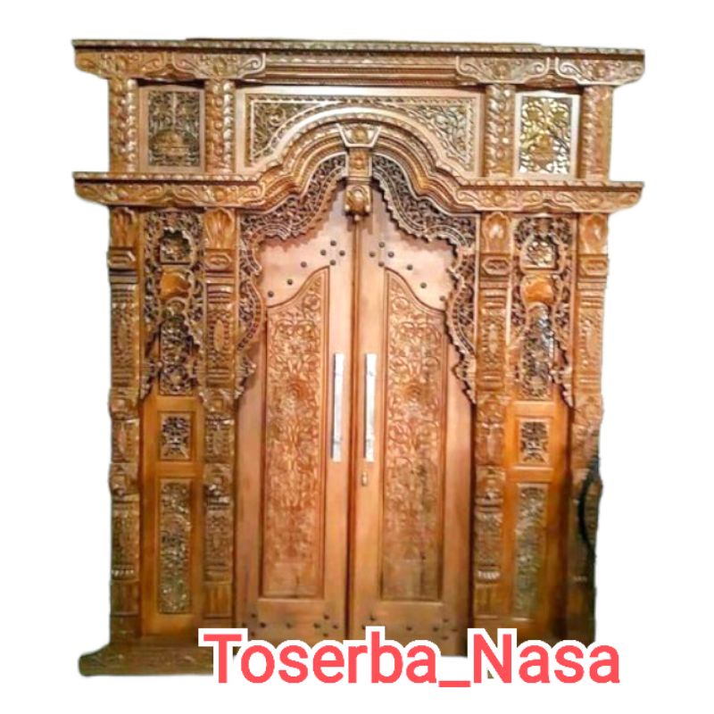 Furniture pintu gebyok ukir jepara pintu gebyok jawa lebar 2,5 meter full kayu jati bukan lemari