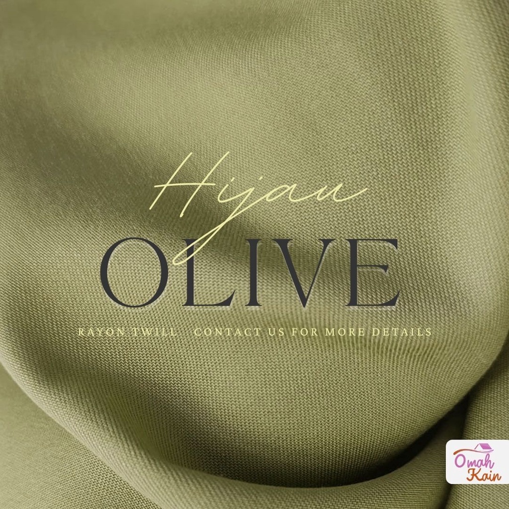KAIN RAYON TWILL VISCOSE (100% rayon, jatuh, adem, tebal, lembut dan tidak berbulu) #omah kain-HIjau Olive