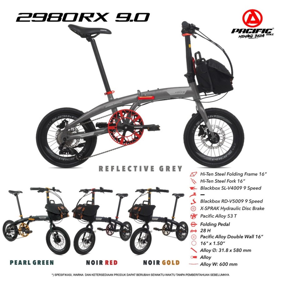 Sepeda Lipat Pacific STEEL 2980 RX 9.0 16 Inch 9 Speed Garansi SNI-2