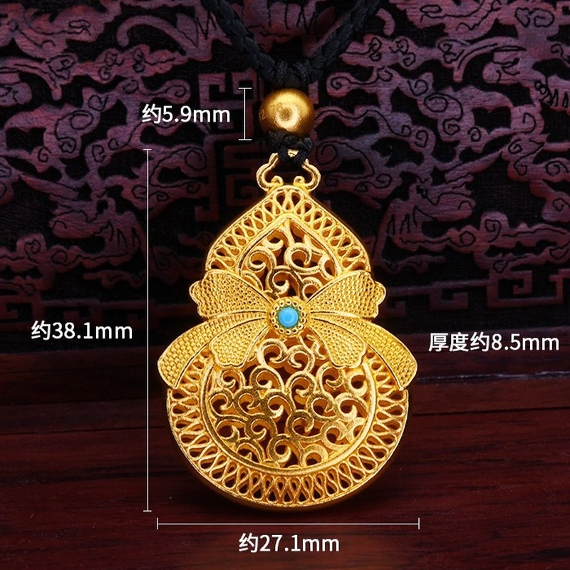 [Ready Stock]Fashion Gold Plated Bow Calabash Pendent Necklace