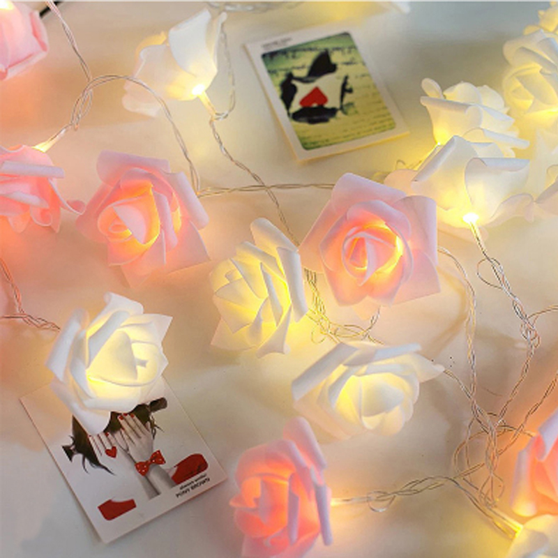 20 LED Rose Flower Fairy  String Lights / Artificial Flower Bouquet String Lights  / Battery Operated String Romantic Flower Rose Fairy Light / Wedding Party Home Window decoration light