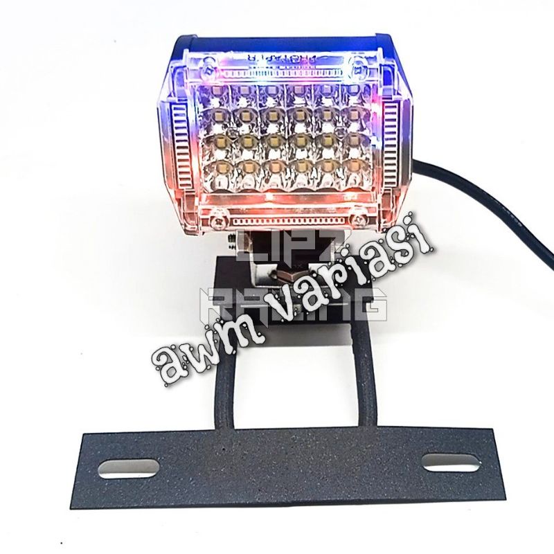 [PAKET]Lampu Tembak Sorot CWL 24 Mata Led Flash Senja Blue Red + Breket RX - KING RX-Z &amp; RX + Speial