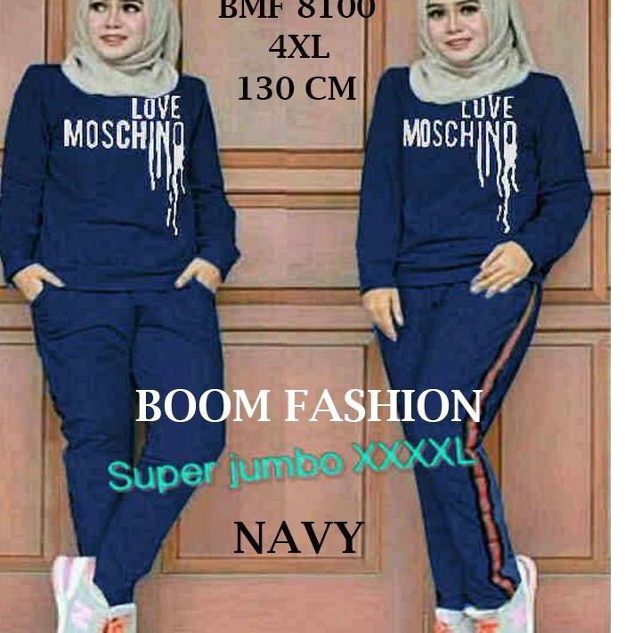 BOOM 8100 SET TRAINING SUPER JUMBO 4XL (LD 130) Set Wanita Muslim Jumbo/ Set Olahraga Wanita murah