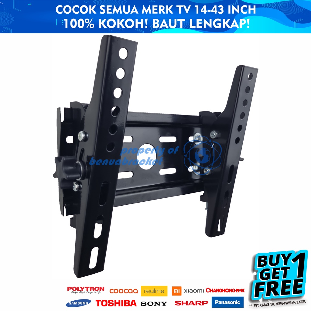 Bracket TV LED LCD 32 40 43 24 21 29 17 14 Inch Dijamin Cocok 14 - 43 In 2 Arah Universal Breket TV Briket TV Braket TV Gantungan TV Tembok Tempelan TV Dinding BB1 Fasa