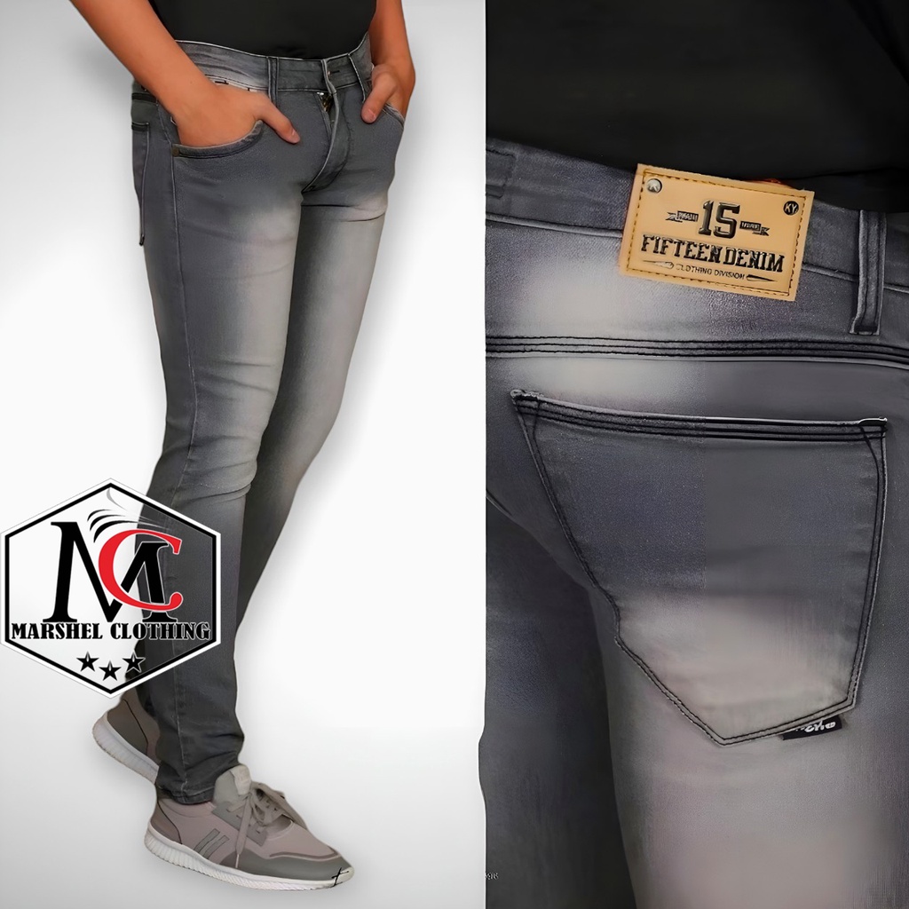 RCL - FIFTEEN DENIM Celana Jeans Panjang Pria Slim Fit Stretch Hitam / Celana Jeans Panjang Skinny Semi Slim Fit Cowo/Cowok/Pria Bahan Strech Mura | Jeans Pria Laki Laki Dewasa