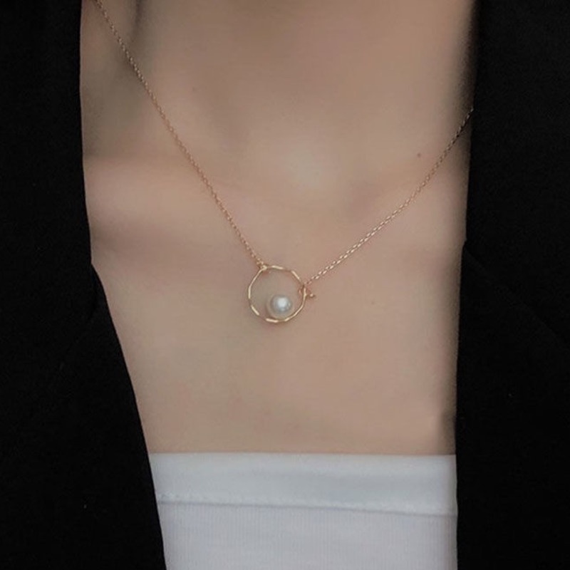 Kalung Jenifer Ring Pearl Necklace Korea Style