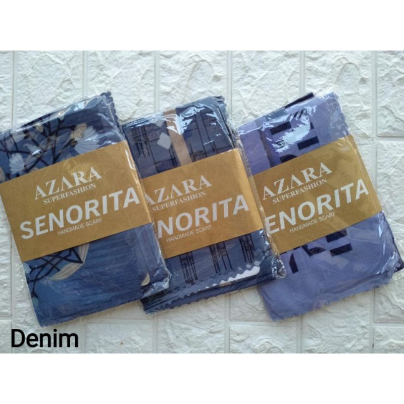 (original Azara) segi empat SENORITA MOTIF LC •• hijab segi empat Motif-Denim
