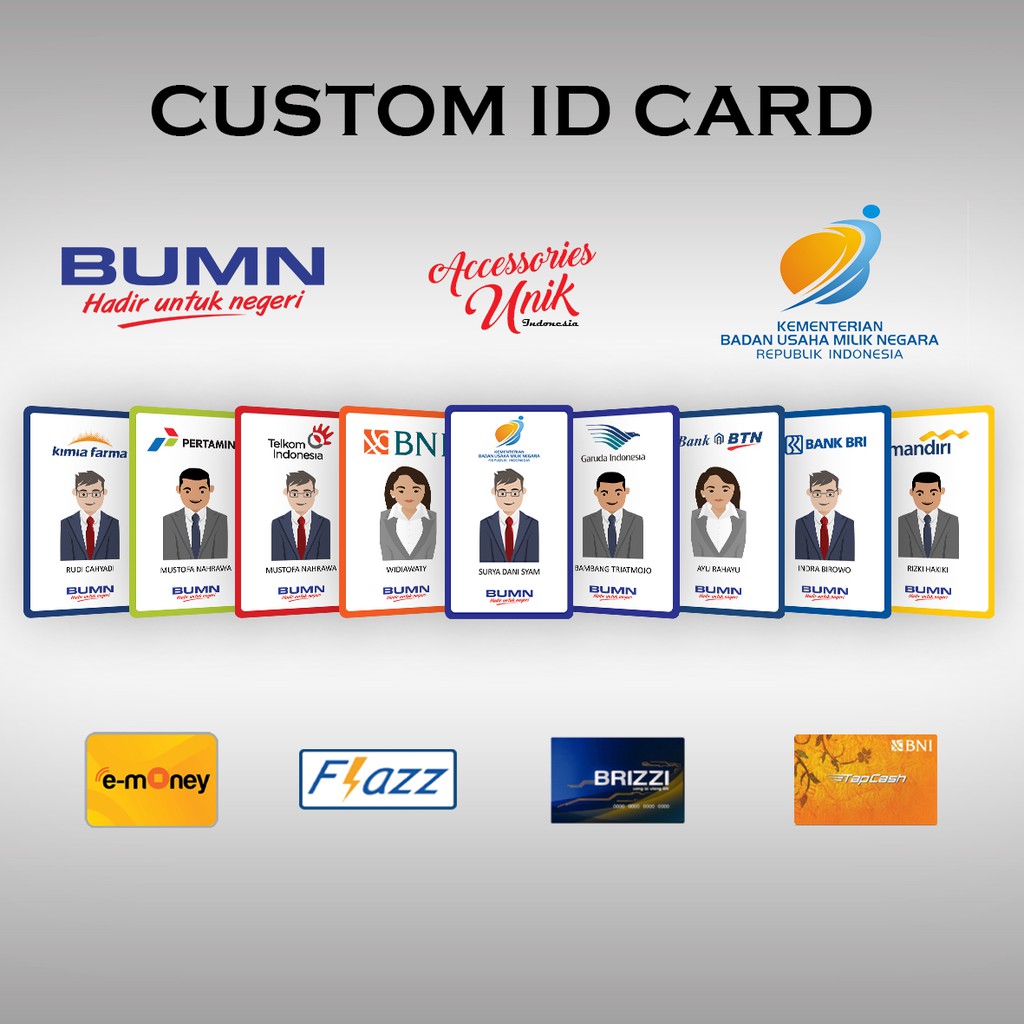 Custom Etoll Emoney ID Card BUMN brizzi tapcash flazz | Shopee Indonesia