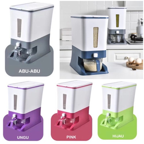 [ GK ] Dispenser Beras 12 Liter / Tempat Beras Otomatis / Wadah Beras / Dispenser Beras Praktis