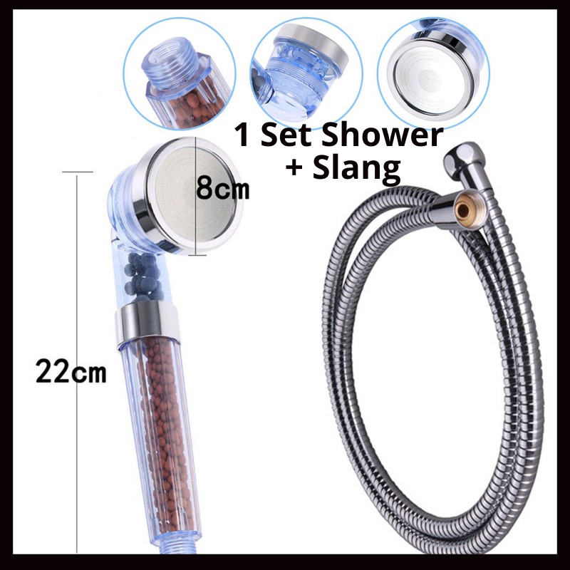 Shower Kamar Mandi Set Kepala Shower Filter Aerator + Selang Perlengkapan Kamar Mandi