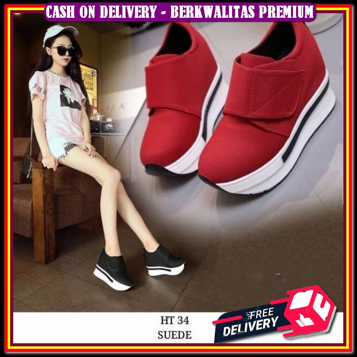 Sepatu Wanita Sneakers Import Terbaru Putih Hitam Korea Sekolah Tinggi Promo Branded Tipe S225 Hl888