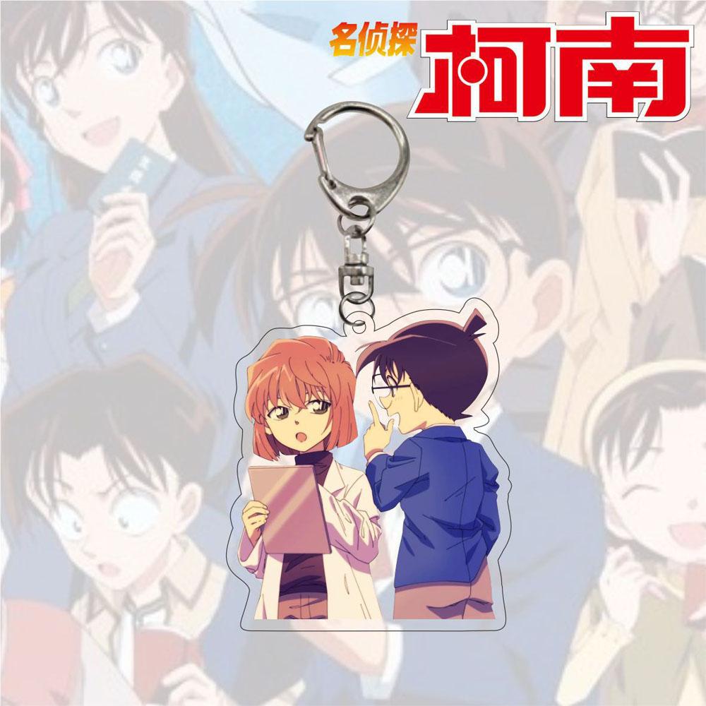 QUINTON Conan Gantungan Kunci Untuk Hadiah Anak Miniatur Detektif Conan Scultures Darah Panas Anime Key Ring